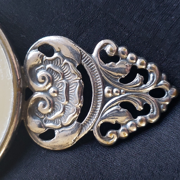 VTG Hans Jensen Silver Hand mirror, Silver plate, Repousse, marked, Denmark - Picture 9 of 10